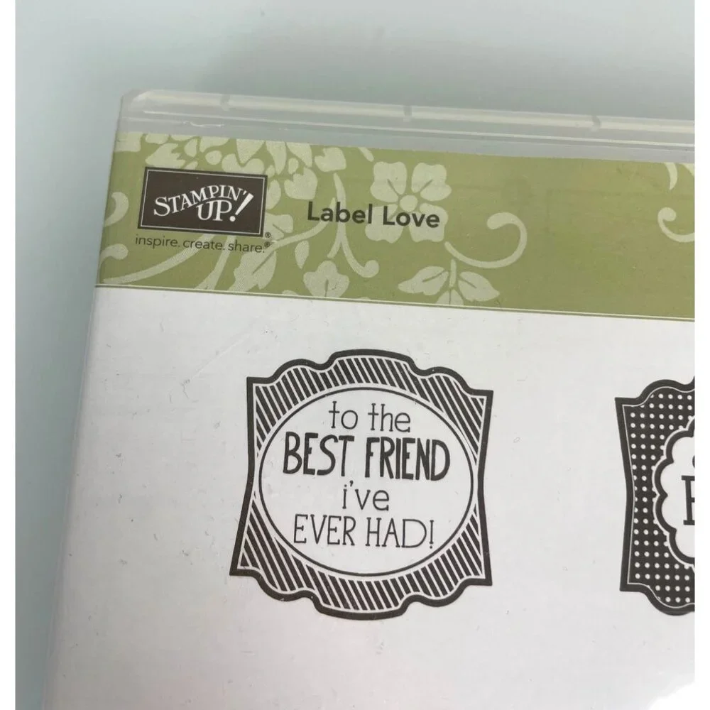 Stampin' Up! Label Love, Set of 7 Rubber Stamps, Gift Tags Wedding Birthday Baby
